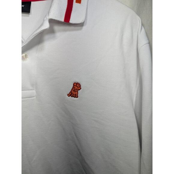 James Bark Mens Long Sleeve White Collared Polo Sz XL Pima Cotton Logo Jetsetter - Picture 2 of 7